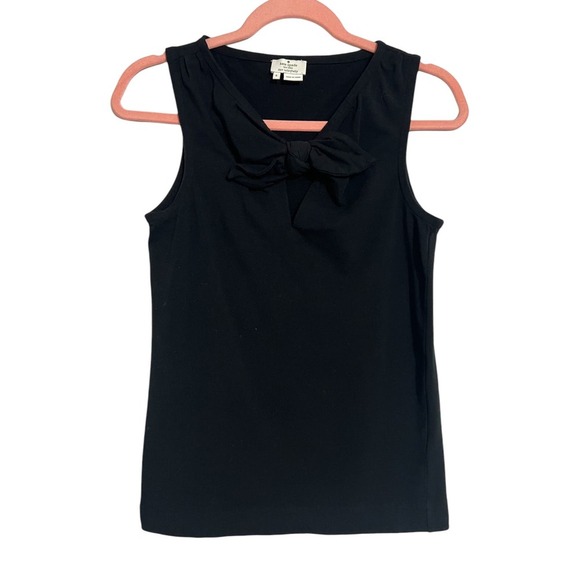Kate Spade Size S Black top bow front keyhole top cotton blend sleeveless - Picture 1 of 12
